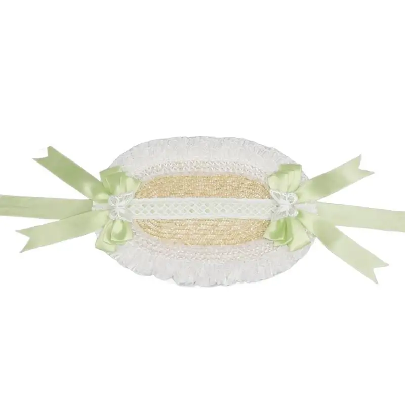 

652F Vintage French Lace Bonnet Hat Sunproof Straw Hat for Women Victorian Headwear