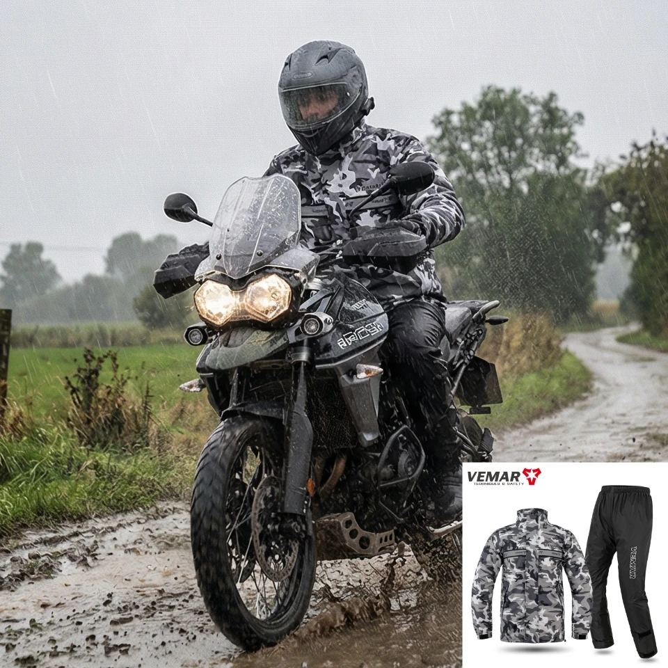 

Men’s Motorcycle Rain Suit Windproof Reflective All-Weather Touring Street Motorbike Riding Gear