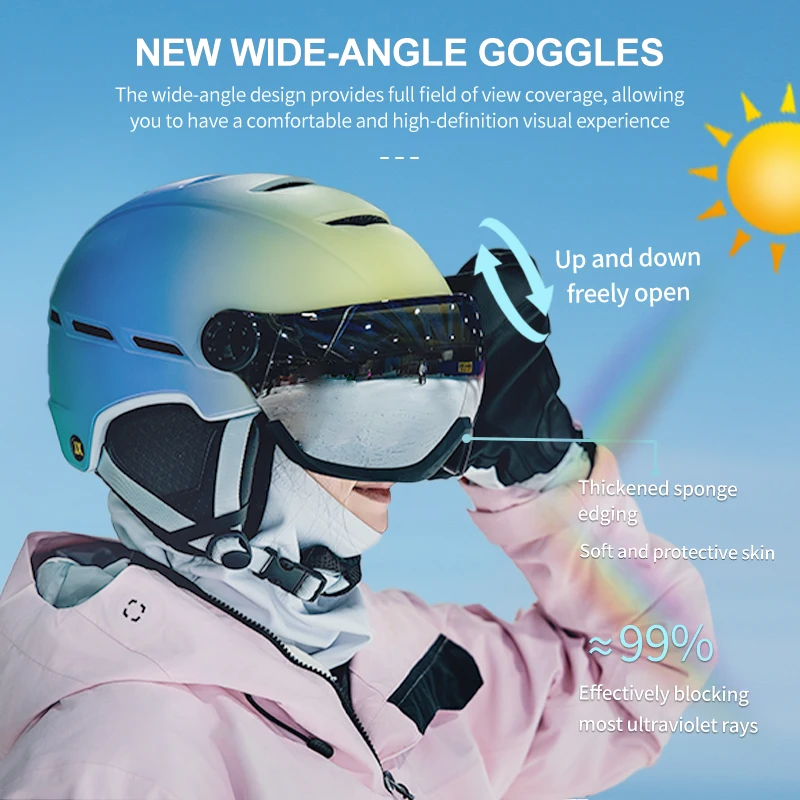 Casco da sci professionale integrato Horntour calore anticollisione per uomini e donne attrezzatura da sci a tavola doppia a tavola singola per esterni