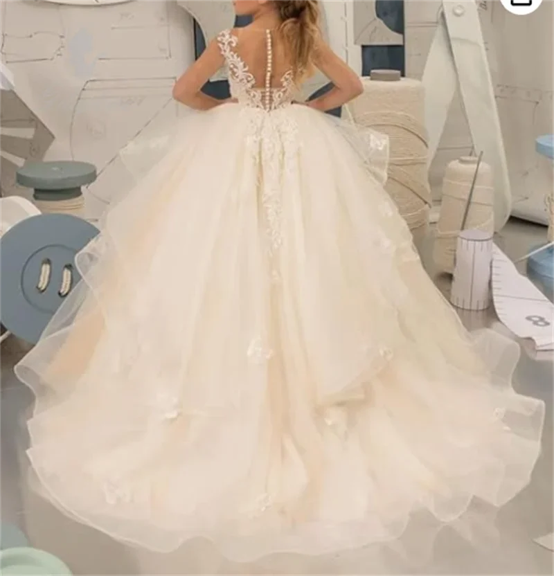 A + vestidos de niña de flores para boda, vestidos escalonados con volantes, vestido de desfile de princesa, vestidos de baile de graduación de tul para niñas, vestidos de primera comunión