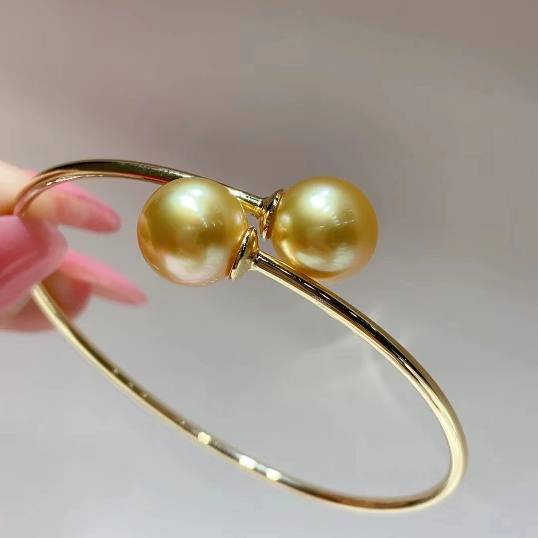 

Gorgeous Huge 10-11mm Round AAAAA South Sea Golden Yellow Pearl Bracelet Filled 14k Gold Wire Fine Jewelry Free Shipping