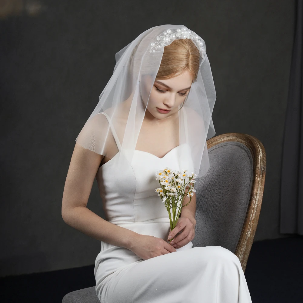 

Свадебный головной убор для невесты: роскошное модное украшение для волос, для ужина, вечеринки, предложения руки и сердца, ювелирное изделие, двухслойная короткая фата из сплава