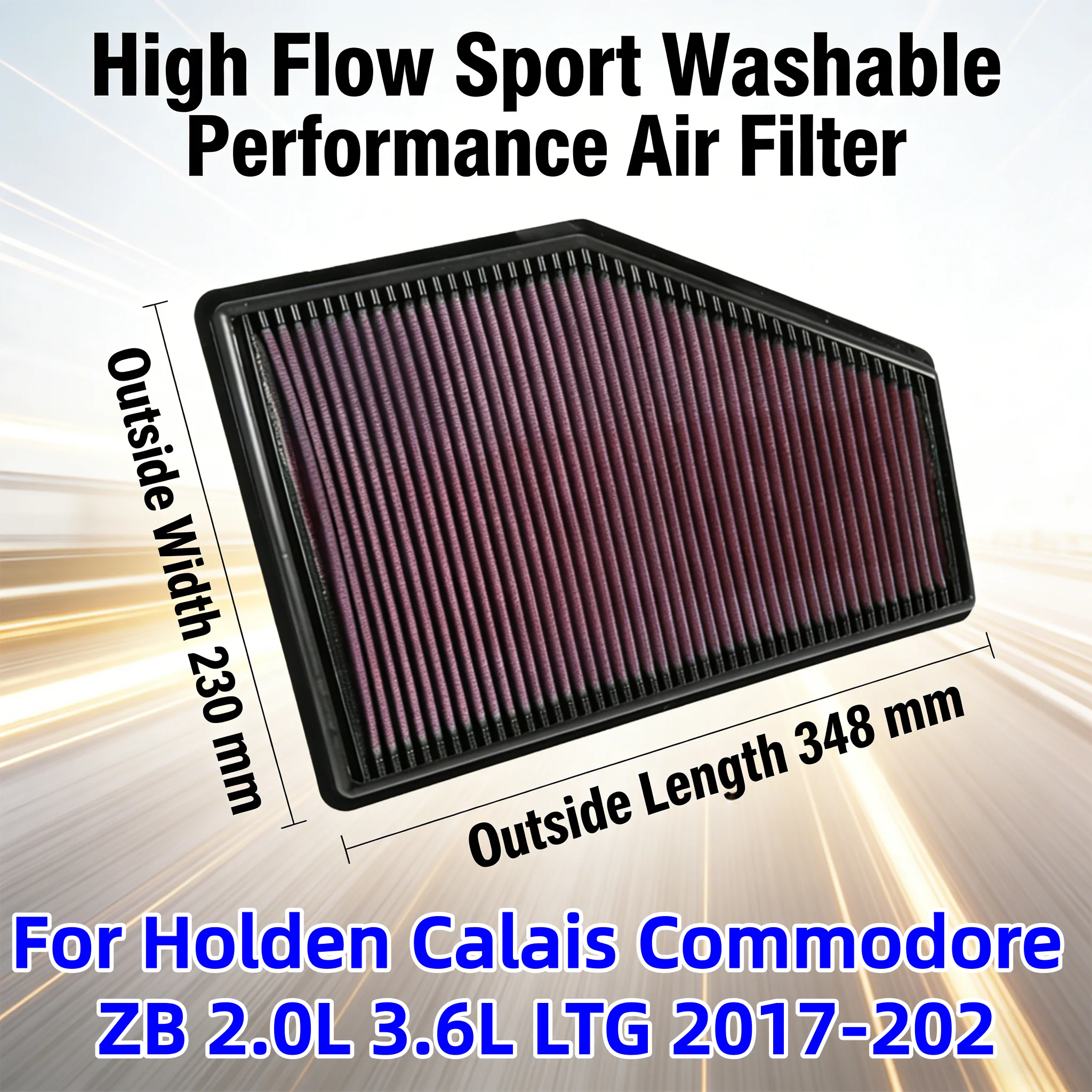 

Для Holden Calais Commodore ZB 2.0L 3.6L LTG 2017-2021: Спортивный моющийся воздушный фильтр с высокой пропускной способностью для улучшения производительности, замена впускного фильтра.