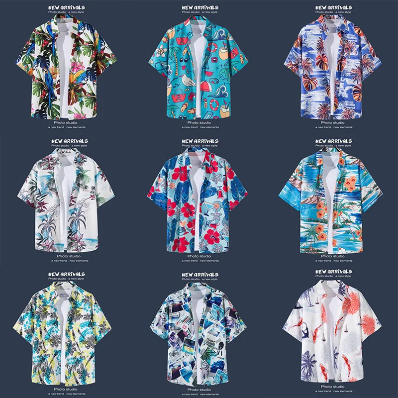 

Men's Hawaiian Shirt Loose Fit Beach Shirt 2026 Summer Casual Retro Short Sleeve Button Shirts