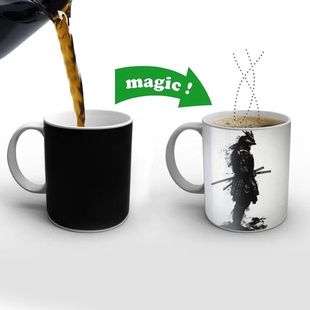 

Japan-Anime-Game-Retro-Samurai-Free shipping Mug Changing Color Ceramic Coffee Mugs Magic Tea Cup Best Gift