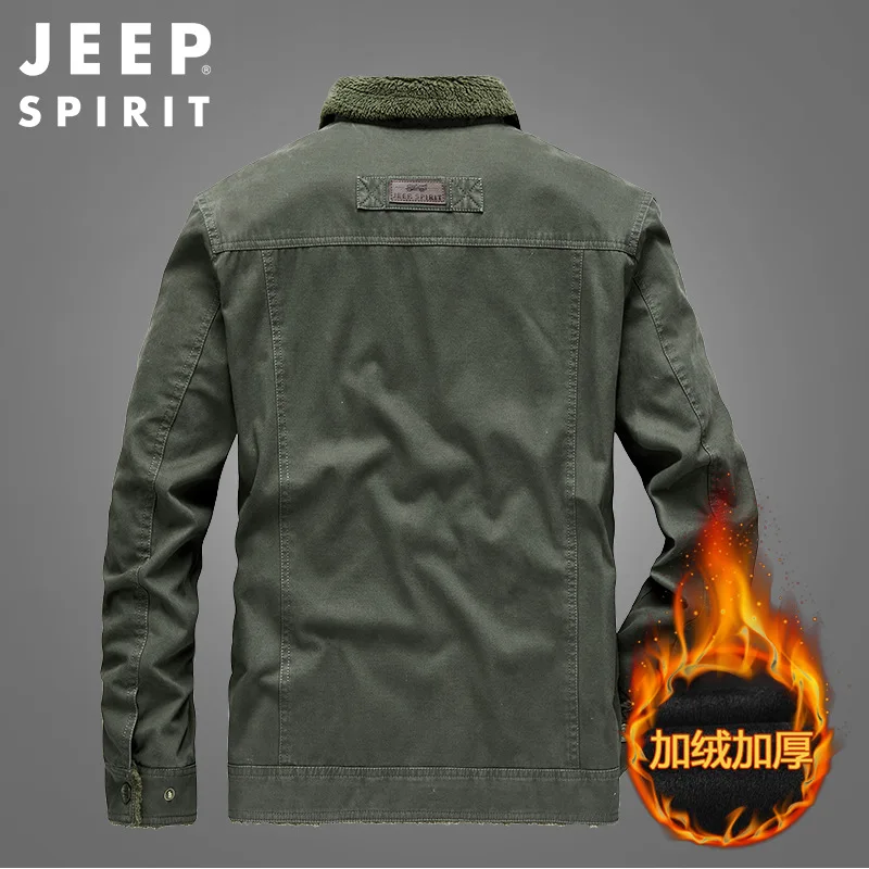 JEEP SPIRIT jacket men autumn winter loose tooling outdoor leisure fashion cold-proof warm all-match coat pure cotton clothes