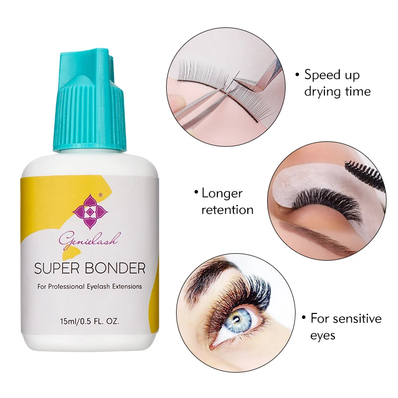 Genielash 15ml Lash Super Bonder for Eyelash Extension Glue Longer Lasting Bond Better Low Irritation Accelerate Glue Primer