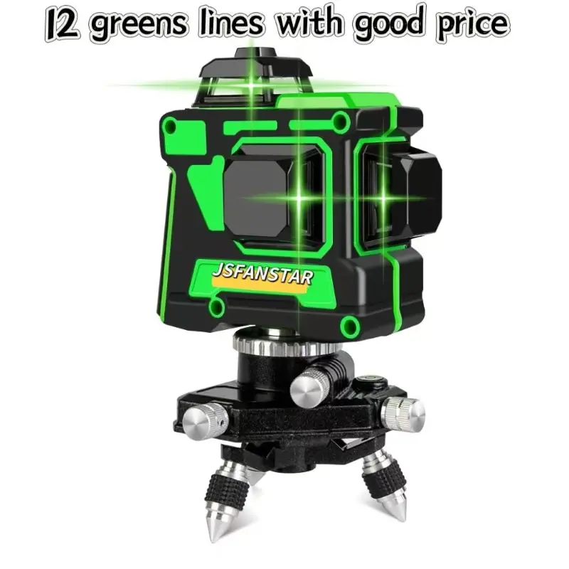 ATVMost Popular 12 Cross Lines Green 3d Laser Level 360 Unit Instrument Tripod by Hand with Stick