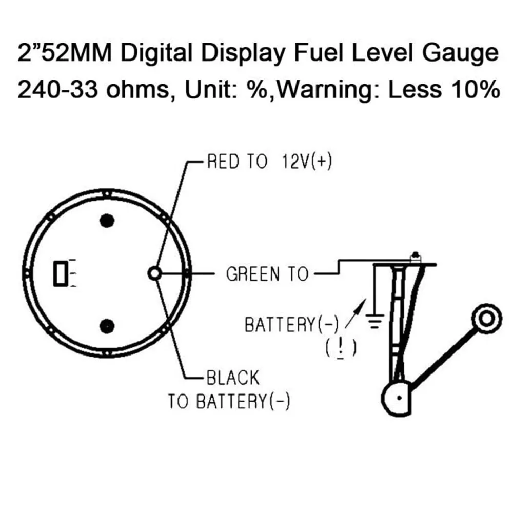 Universal 52mm Diameter Fuel Level Gauge 12V Voltage 240-33 Ohms Fuel Tank Meter Fuel Gauge Kit For Vehicles