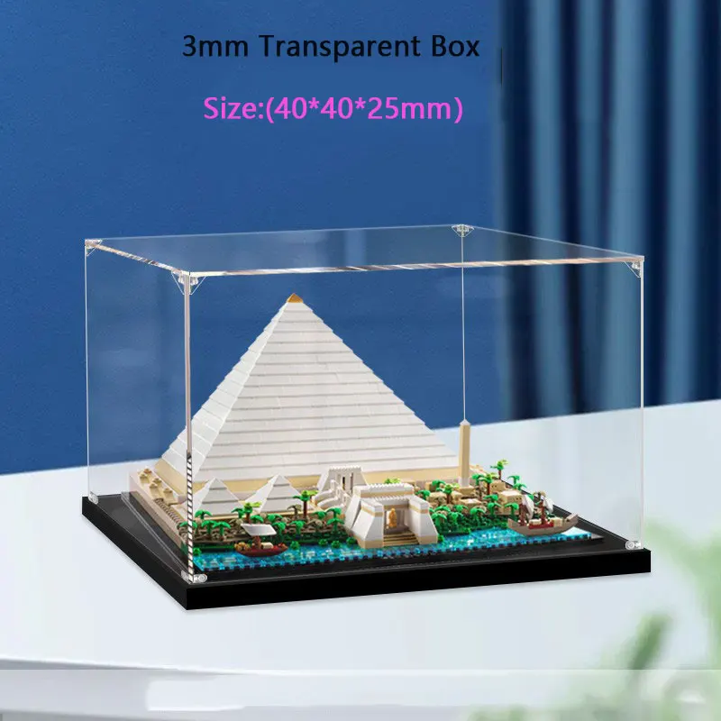 

Acrylic Display Box For 721058 Pyramid of Khufu Dustproof Clear Display Box Showcase Kid‘s Xmas Gift Not Include The Model