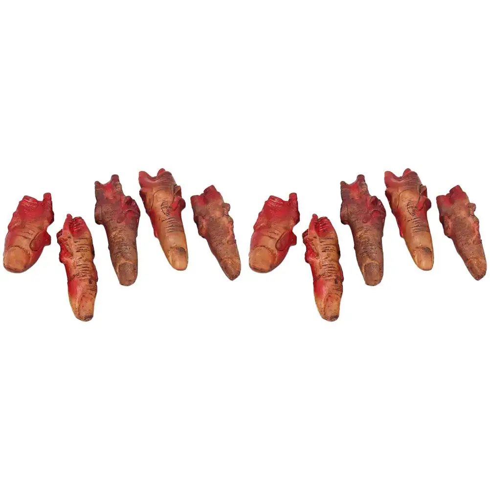 

10 Pcs Broken Zombie Finger Toys Bloody Fingers Different Sizes Halloween Props Terrifying Lifelike Gore Decorations Fake Body