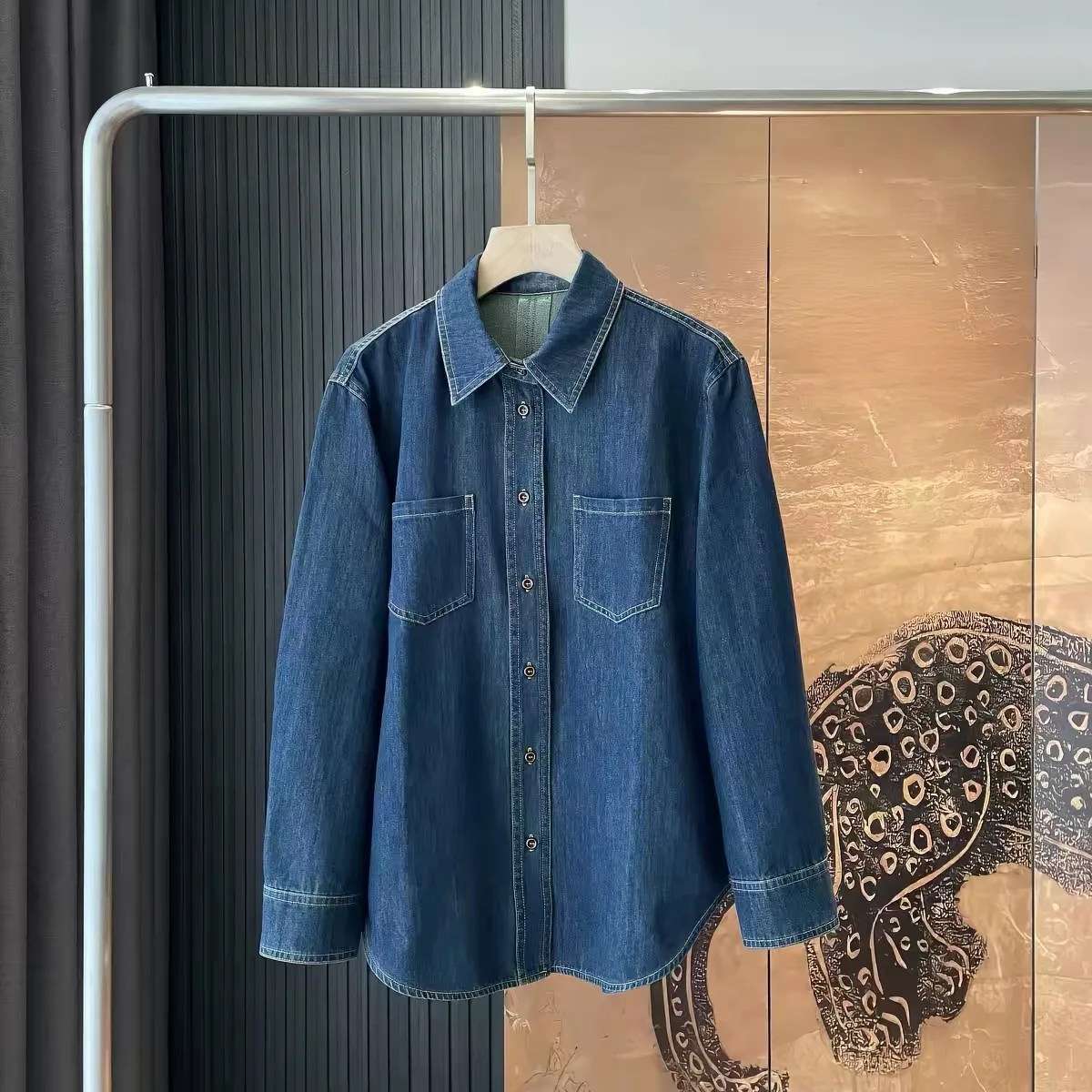 Classic Vintage Women's Casual Loose Fit Button up Cotton Denim Shirt Coat Spring New Style Slimming  Collar Outerwear