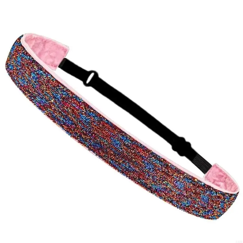 

F68F Glitter Headband Non-slip Stretchy Fashion Headband for Sports and Yoga