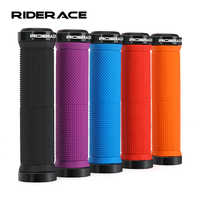 RIDERACE Bicycle Handlebar Grips Lock on MTB Mountain Bike Handle Bar Cover Shockproof Non-Slip Ergonomic Cycling Grips Rubber