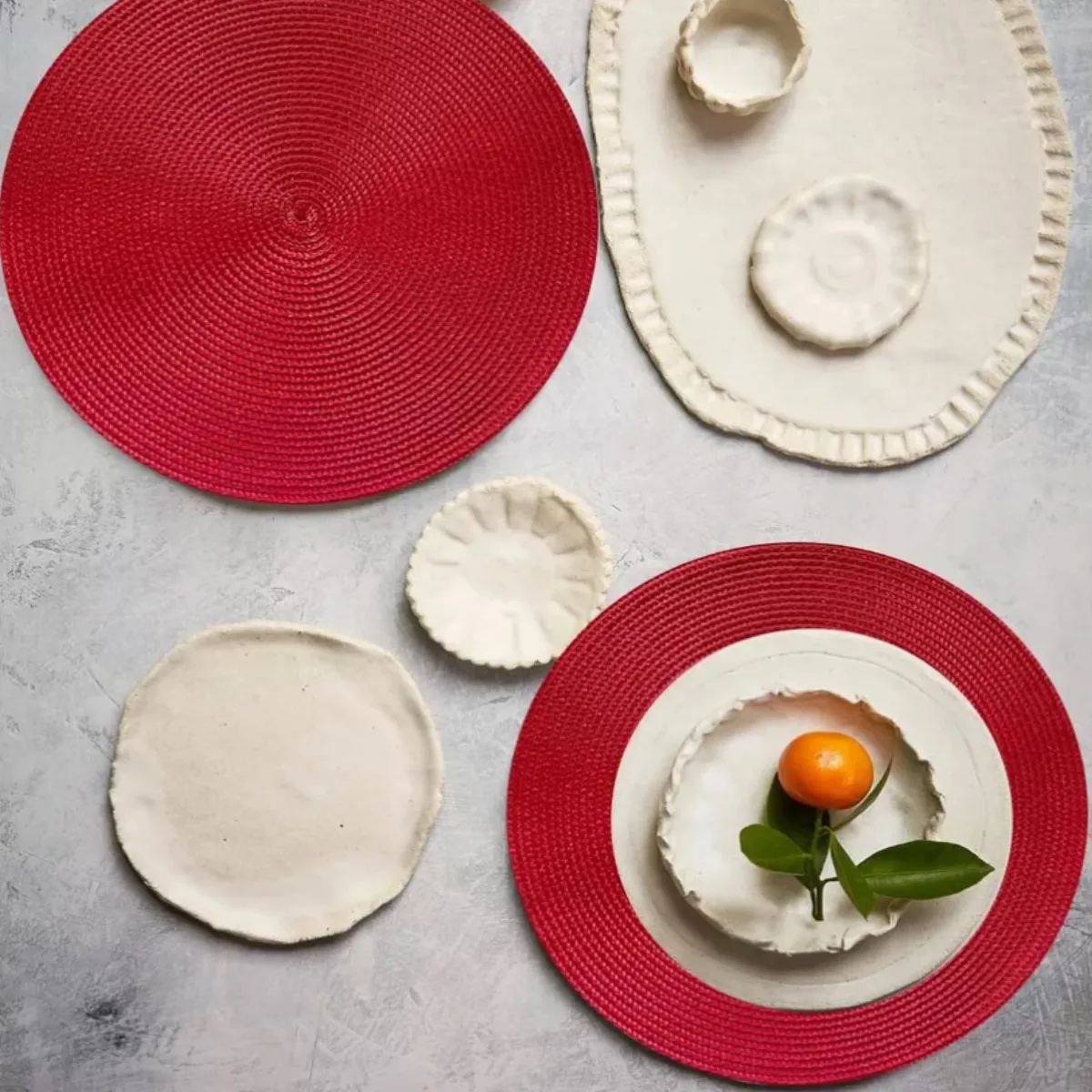 1/4/10 قطعة عيد الميلاد الأحمر تحديد الموقع 15 بوصة جولة مضفر هدية المفارش الجدول الحصير لطاولات المطبخ المنسوجة عدم الانزلاق مكان الحصير #2