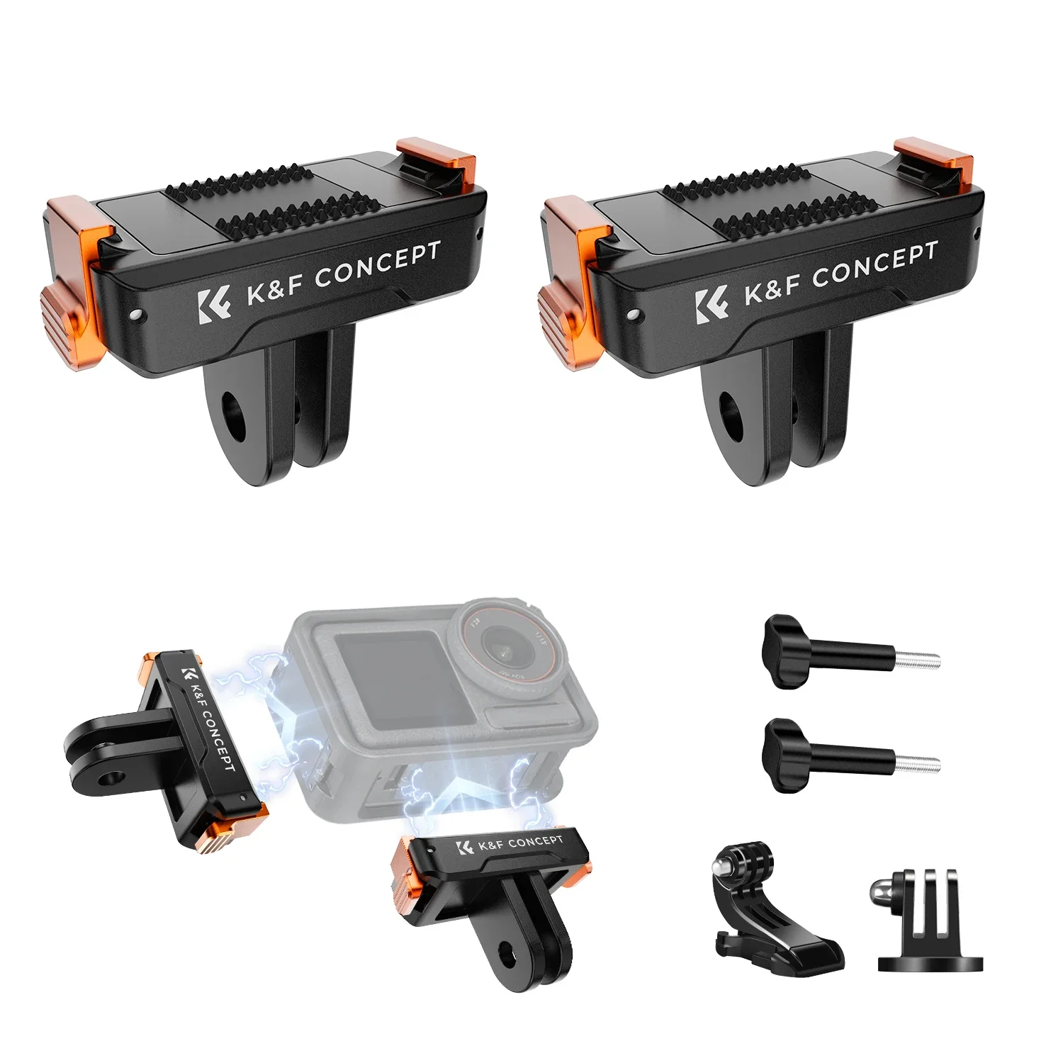 K&F CONCEPT Magnetische Quick Release Houder 2 Stuks met 1/4 Inch Schroefdraadadapter voor DJI Osmo Action 5 Pro 4 3