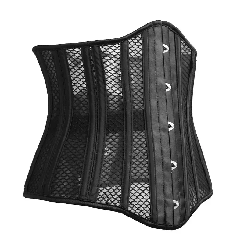 Underbust Corset Top Women Gothic Vintage Black Breathable Mesh Bustier Steel Bones Basques Body Shaper Waist Cincher Korset