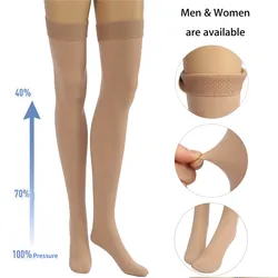 Medical Prevent Varicose Veins Socks Skin Color Anti Skid Compression High Thigh Stocking Pain Relief Slimming Leg Sock