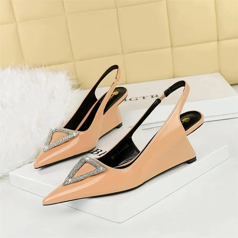 

New Women Shoe Exquisite Rhinestone High Heeled Sandals For Woman Fashion Pointed Tip Casual Shoe Designer Shoes Sandalias Mujer