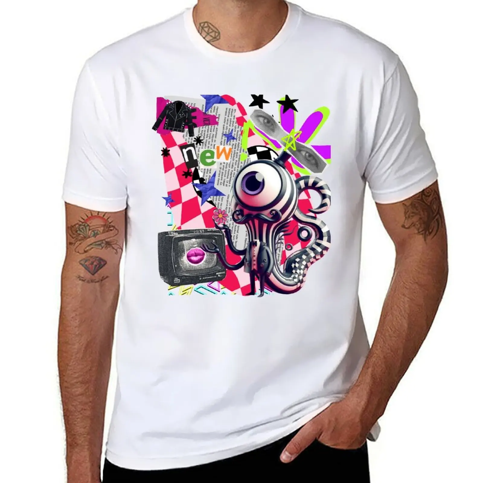 

Tim Burton-Inspired Art Collage Collection – Punk, Gothic, and Retro Fusion T-Shirt cotton t shirt man T-Shirt