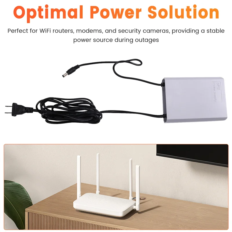 Fonte de alimentação ininterrupta JABS-12V-2A para roteador modem wi-fi câmera de segurança ups protetor de backup de bateria 3600mah