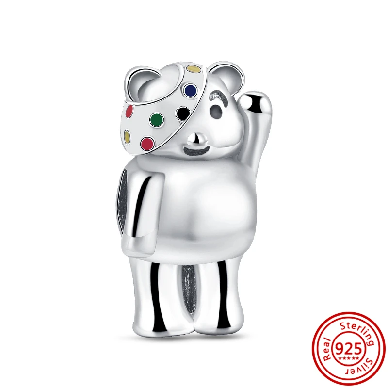 Dijes compatibles con pulsera Pandora Original para mujer, joyería artesanal, regalos, Plata de Ley 2023, serie oso Panda, cuentas de moda 925