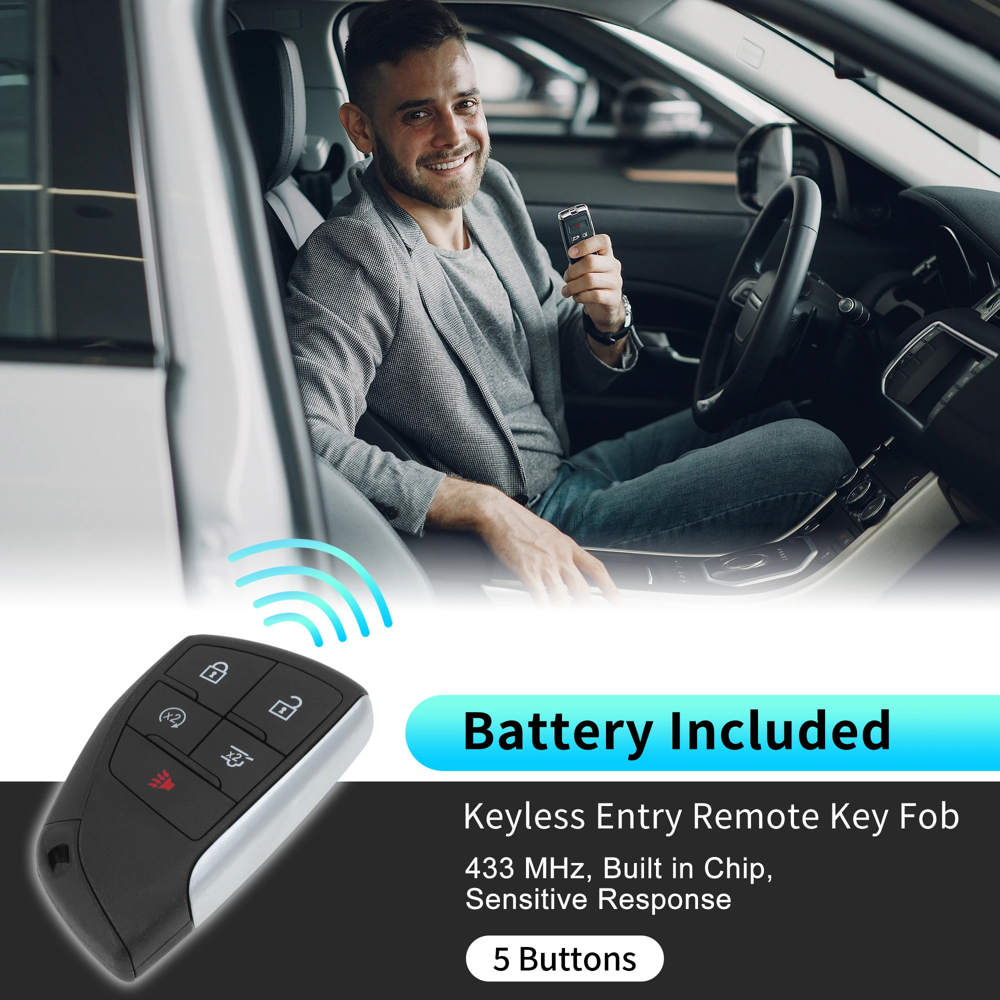 UXCELL YG0G21TB2 433 MHz Keyless Entry Remote Key Fob for Buick Envision 2020-2024