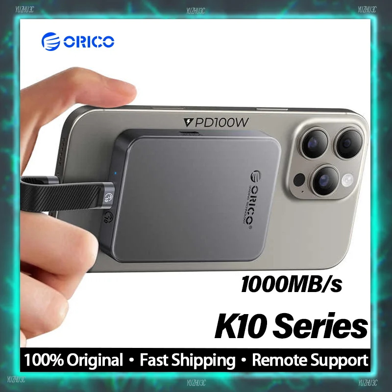 

ORICO K10 Magnetic Portable SSD for iPhone USB-C Devices 1TB 2TB High-Speed External Solid State Drive 1000MB/s Snap-on Design