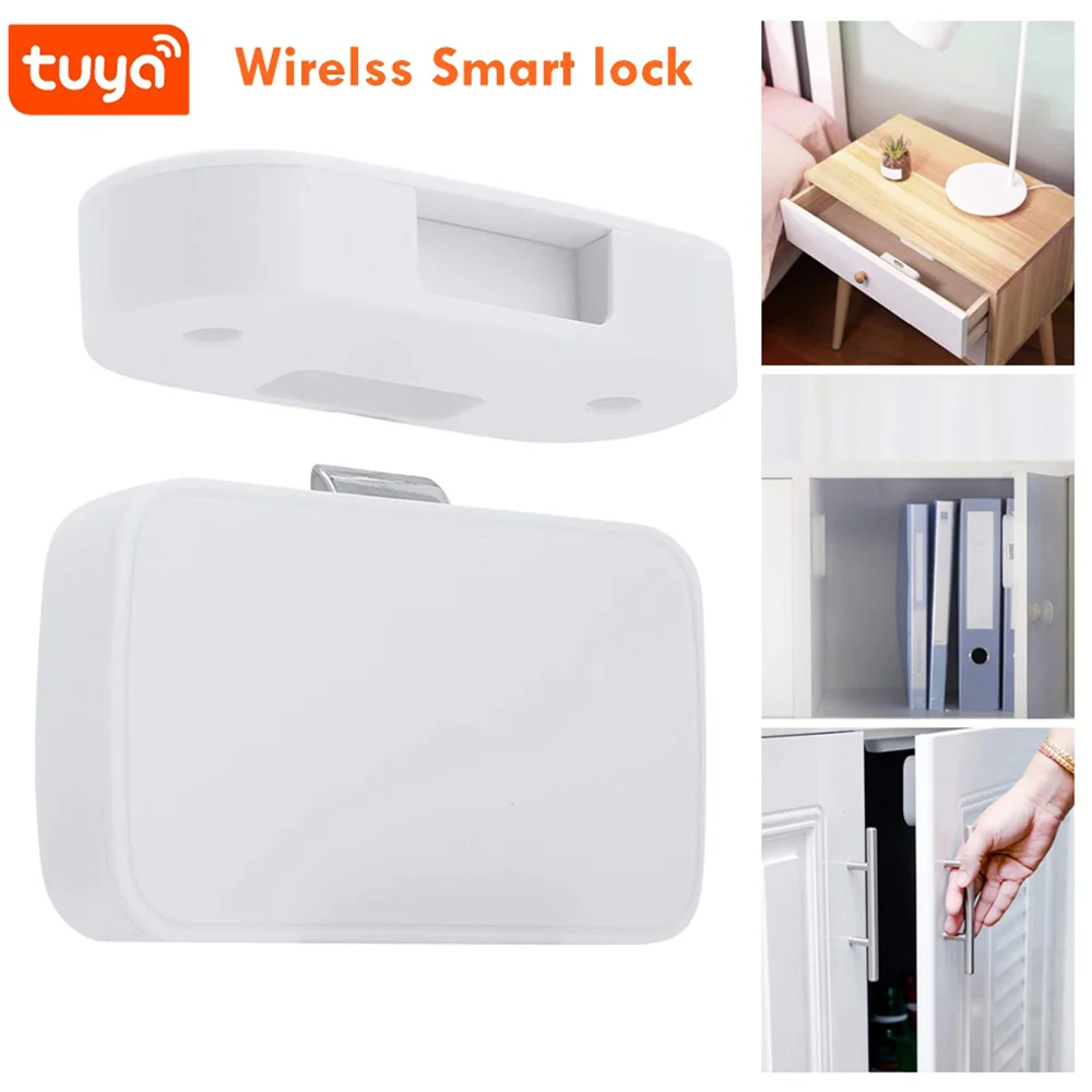 

Tuya Smart Lock Home No Hole File Cabinet Furniture Drawer Electronic Lock Wireless Tuya APP Control Keyless Invisible Locks