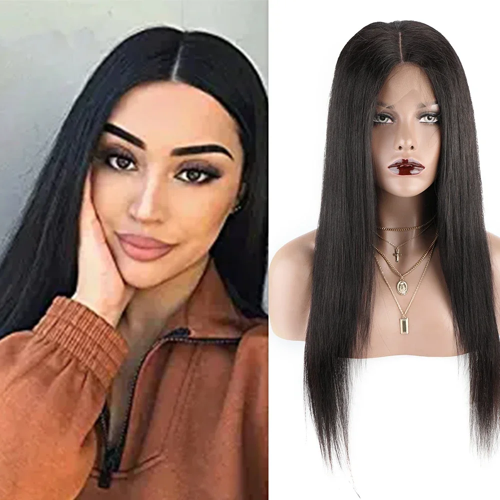

Transparent 4x4 Lace Frontal Wig 26 28 30 Inches Brazilian Remy Human Hair Wigs PrePlucked Straight Human Hair Wigs for Women