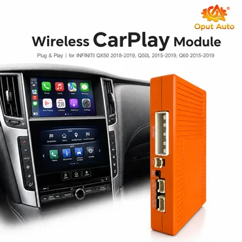 Bezprzewodowy CarPlay Android Auto AI Box do Infiniti Q50 Q60 Q50L QX50 2015-2019, zestaw do modernizacji, nawigacja multimedialna, kamera cofania