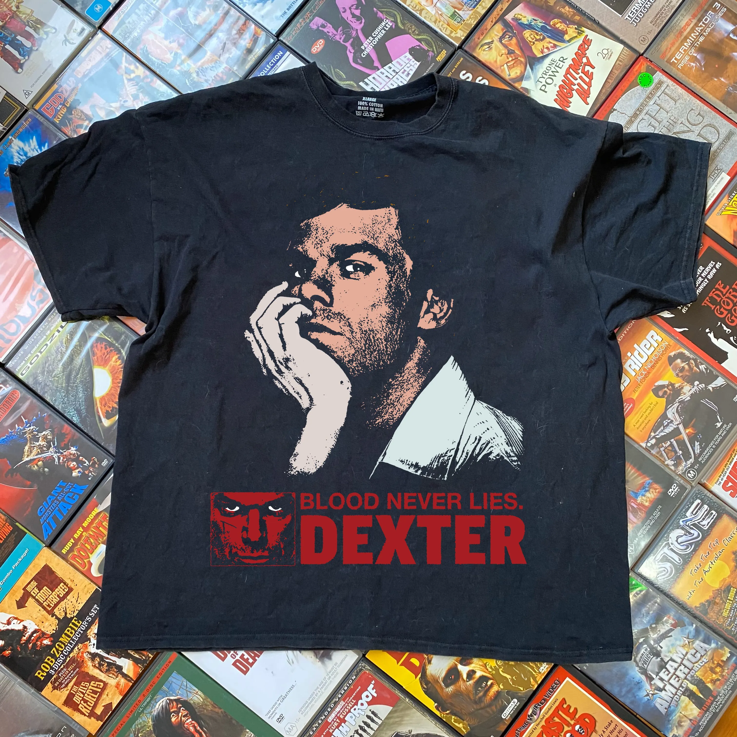 

DEXTER Graphic Black T-shirt Mens Womes Casual Cotton Loose Oversized Y2k Short Sleeve Harajuku High Street Female Male Clothing