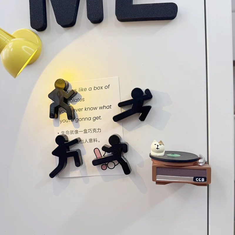 

4 Pcs/Set Creative Black Man Fridge Magnet Refrigerator Magnetic Message Clip Home Decorations
