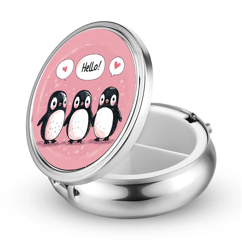 1 Mini Pill Box with 3 Compartments, Cute Penguin-Themed Mini Pill Box, Pill Storage Box, Unique Gift, Portable Travel Unique Gift