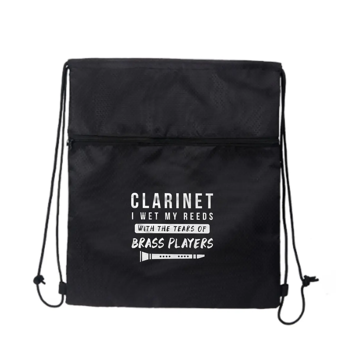 

Кларнет Юмор Музыкант Шутка Искусство Черная Регулируемая уличная сумка на молнии на шнурке