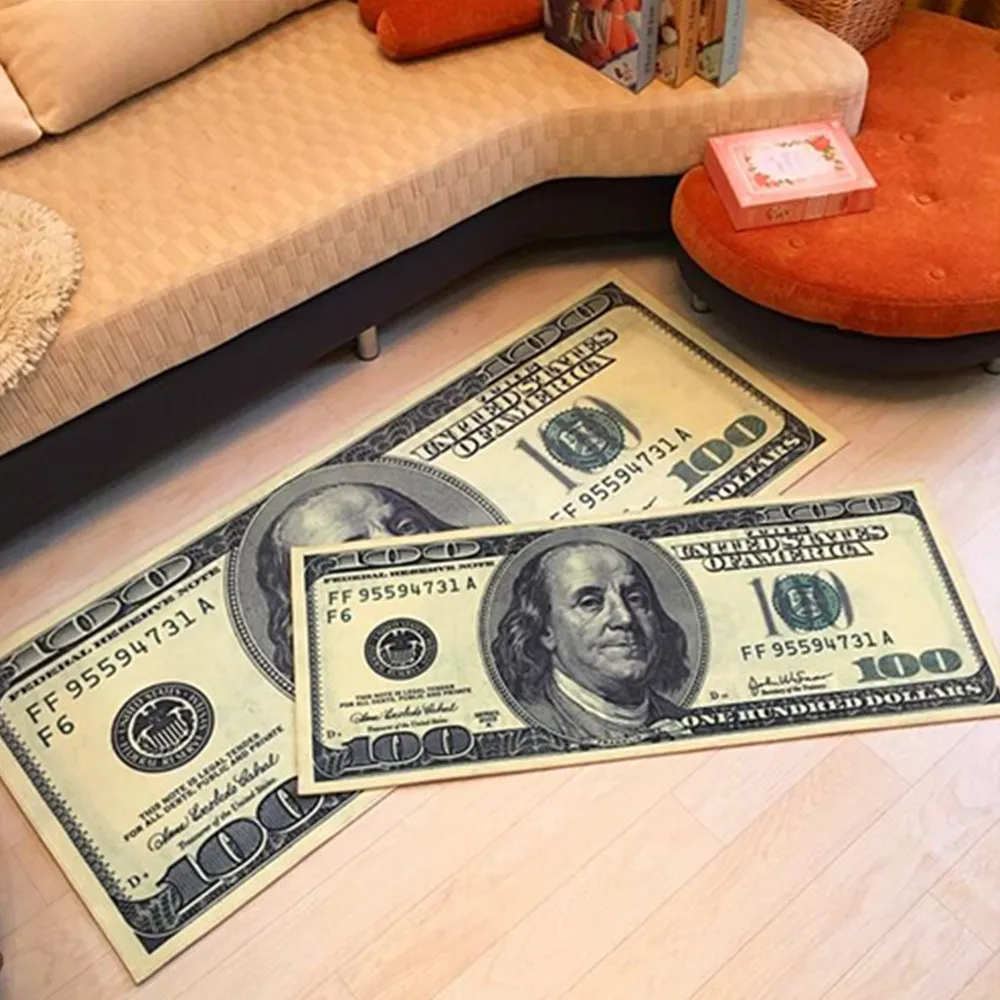 Creative US Dollars $Carpets For Living Room Hallway Money Rubber Door Pad Carpet Pad Club Hotel Cafe all-match Mats bedroom rug