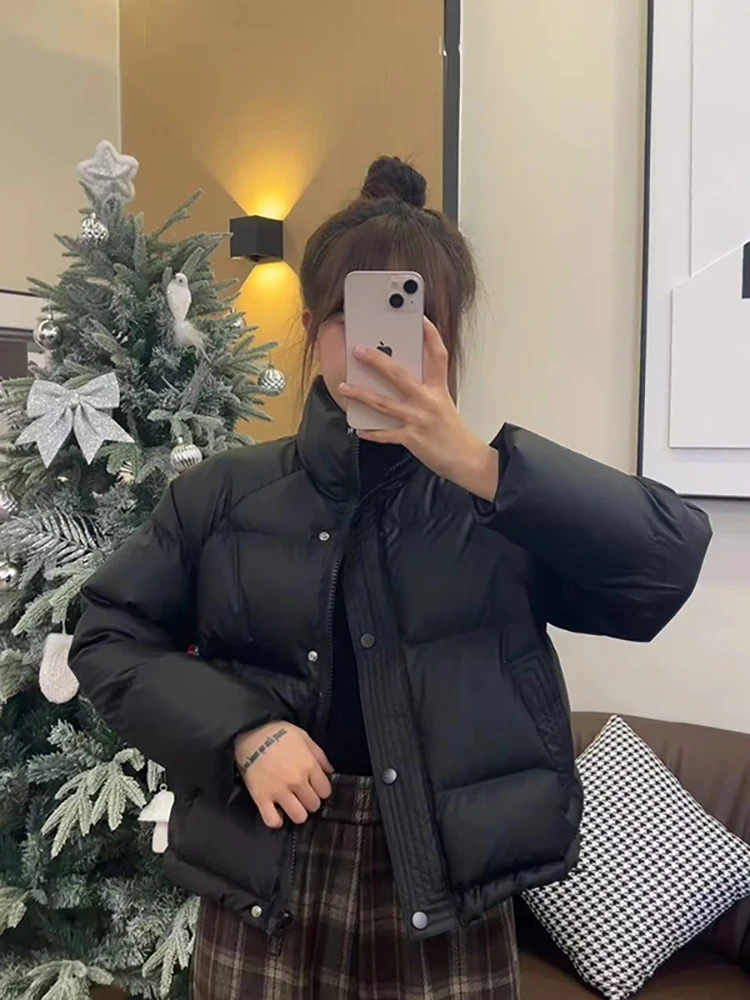 

Warm Casual ort Thiened Stand Collar Coat Winter New Design Small Size Cotton Jaet Korean Sle Commute Faion