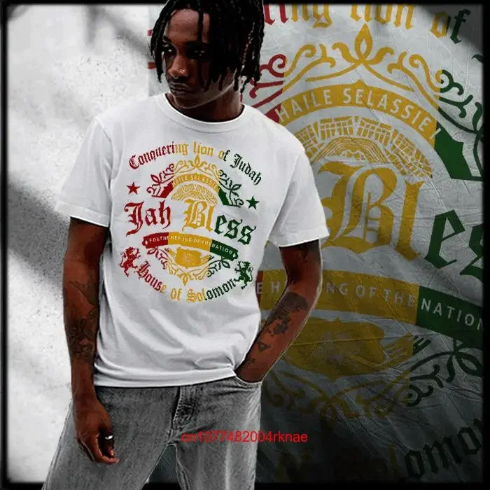 Reggae t shirt Jah Rastafari Haile Selassie I Blessings Jamaican Rasta Bless long or short sleeves