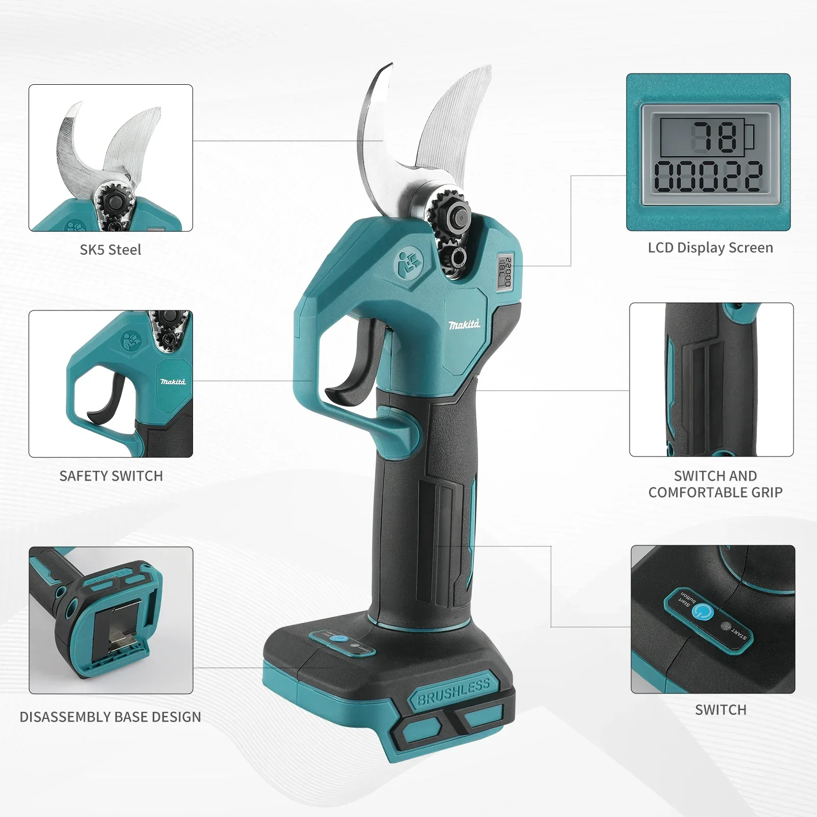 Makita MPP569 18V Cordless Electric Scissors Rechargeable Branch Trimmer Ideal for Garden Fruit Tree Branch and Leaf Trimming