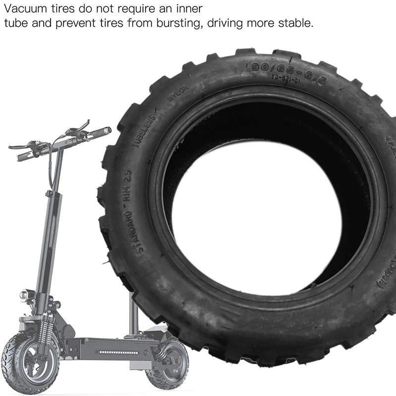 Pneus de Remplacement Gonflables Sans Chambre à Air pour Scooter Électrique, pour Route de Ville et Tout-Terrain, 11 Pouces, 90/65-6.5