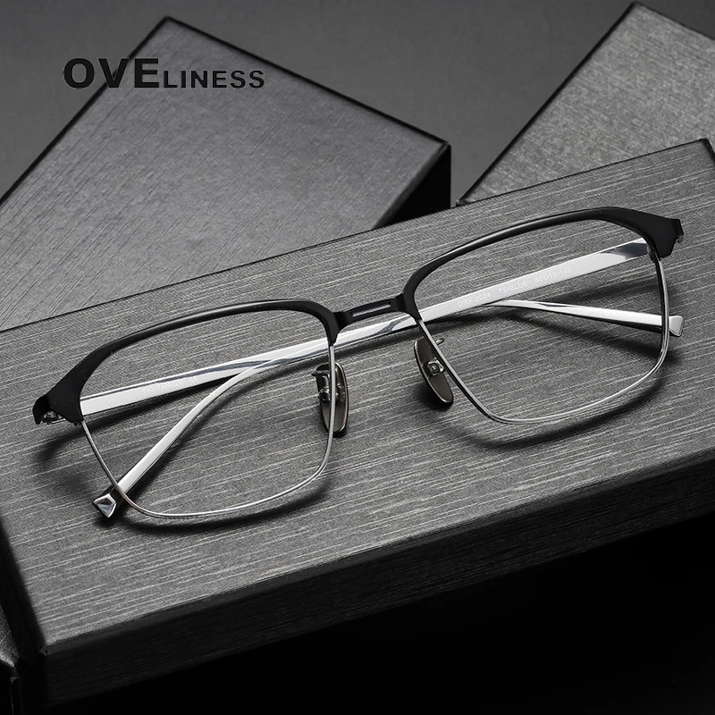 

pure Titanium Glasses Frame Men women Square Myopia Prescription Eyeglasses Frames men 2023 New Full Optical Korean Eyewear