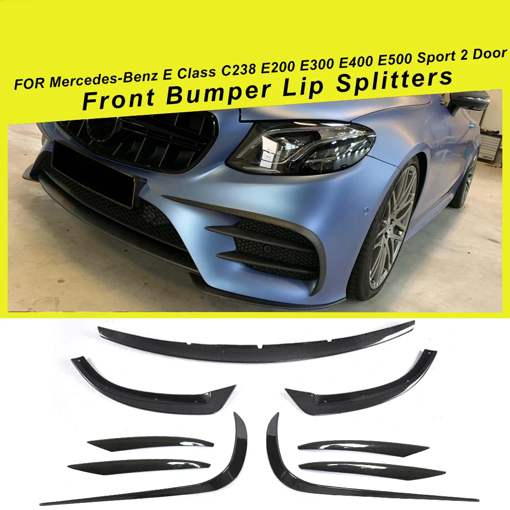 Carbon Fiber Front Bumper Lip Splitters Spoiler for Mercedes-Benz E Class C238 E200 E300 E400 E500 Sport 2 Door 17 - 18 Canards