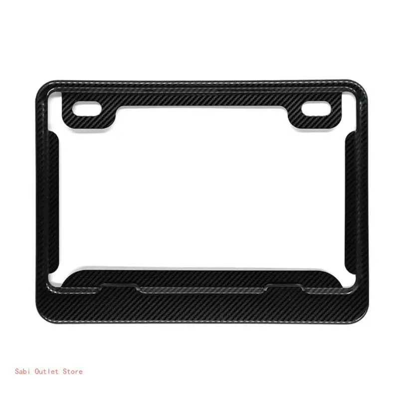 Carbon Fiber License Plate Frame,Carbon Fiber Cloth Wrapped Holder, Black Stainless Steel Motorcycle Tag Cover