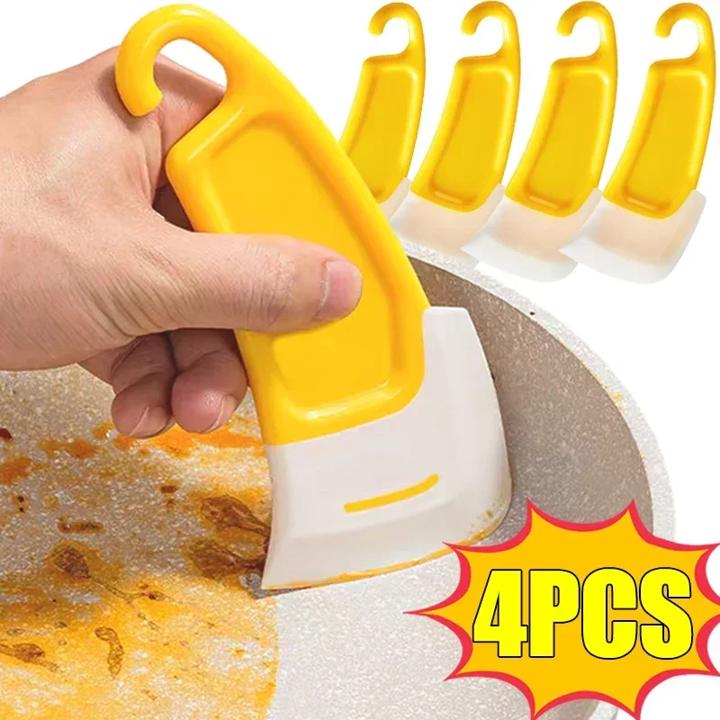 1Pcs Kitchen Silicone Scraper Cleaning Spatula for Food Residue Stains Remover Brush Oil Plate Clean Soft Blades Cleaning Tool