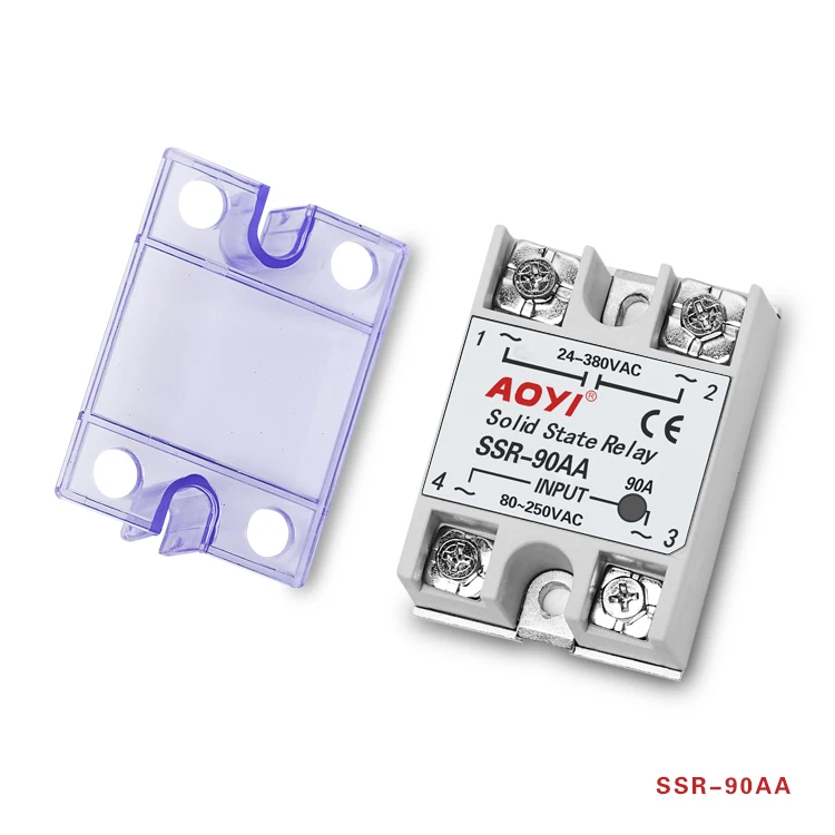 

AOYI SSR-90AA Твердотельное реле 40А Твердотельный модуль постоянного тока в переменный ток