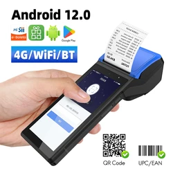 Handheld Android PDA Mini PC Pos Terminal Receipt Bill Thermal Printer Machine All in one with Camera Barcode Reader