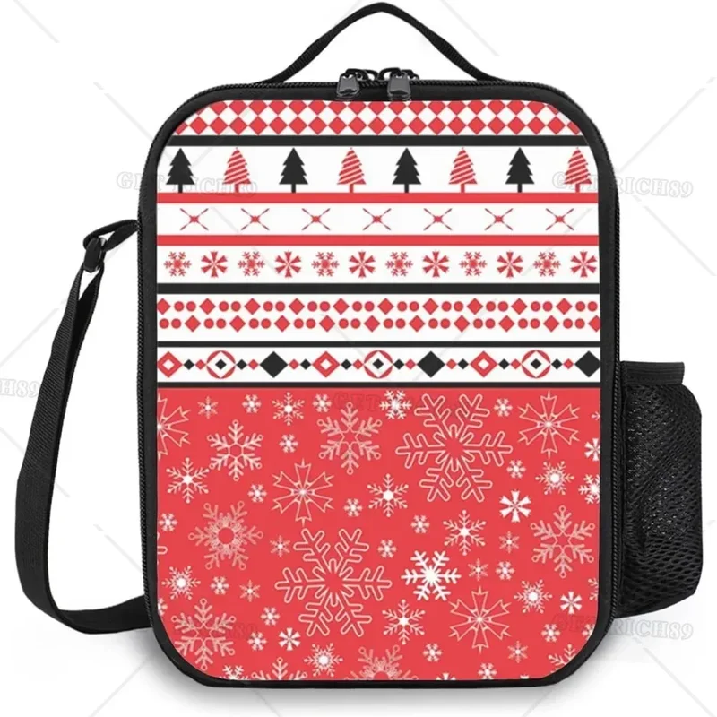 Noel Trees Santa Deer Christmas Lunch Box for Men Women Reusable Portable Adults Lunch Bag for Office Work Picnic,Camping