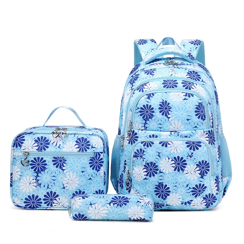 Mochilas escolares impermeables para niñas adolescentes, mochila escolar con estuche para lápices, fiambrera, Juego de 3 unidades