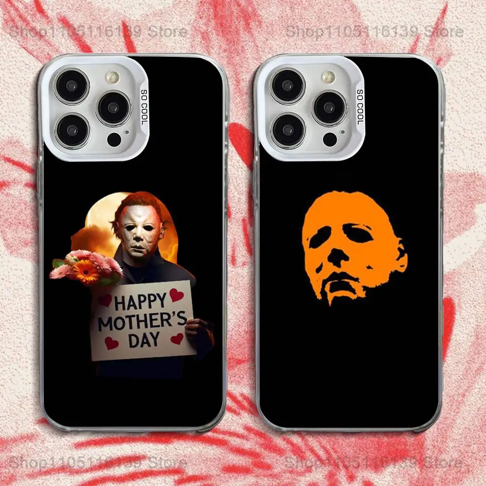 

Чехол для телефона M-Michael Myers Halloween для iPhone 16,15,14,13,12,11,Pro,XS,Max,Plus,Mini,SE White Candy, матовый противоударный чехол