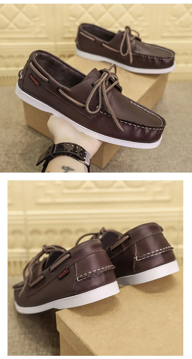 Herren Bootsschuhe aus echtem Rindsleder, schnelltrocknend, zum Schnüren, Retro-Fashion, lässige flache Schuhe, klassisch, 2026 Neues Design, Größen 39-47 – Detail 13